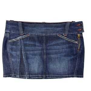 VTG Y2K Armani Exchange 10 Denim Micro Mini Skirt Dark Wash Zip Pockets